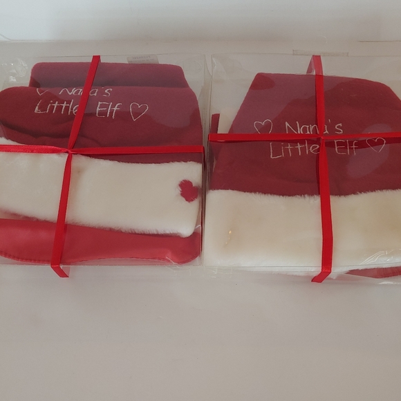 Santa Hat & Bib Nana's elf Christmas 4pc set - Picture 2 of 12